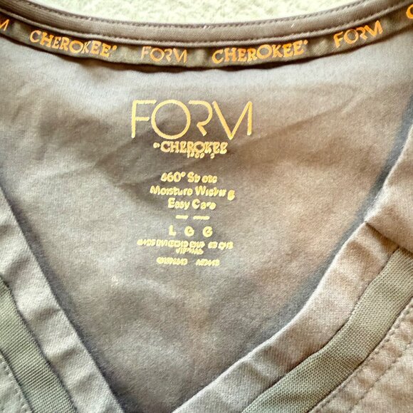 Cherokee Form Womens Dark Gray V-Neck Scrub Top Size Large Moisture-Wicking Stre - Picture 3 of 6